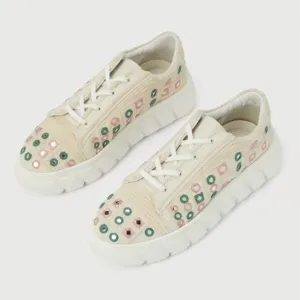 Free People Catch Me If You White Mirror Combo Crochet Sneakers