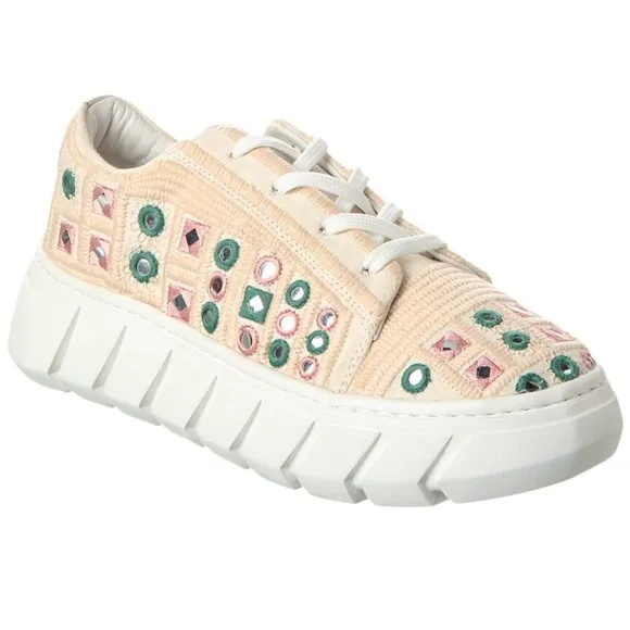Free People Catch Me If You White Mirror Combo Crochet Sneakers