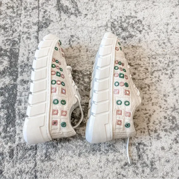 Free People Catch Me If You White Mirror Combo Crochet Sneakers