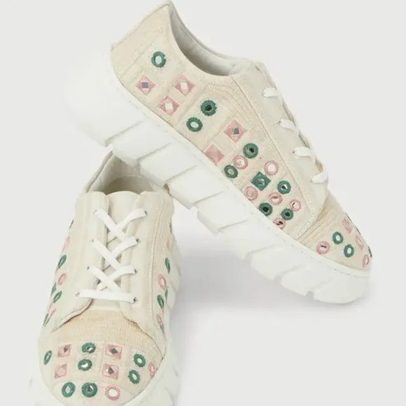 Free People Catch Me If You White Mirror Combo Crochet Sneakers