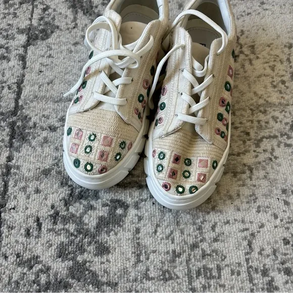 Free People Catch Me If You White Mirror Combo Crochet Sneakers