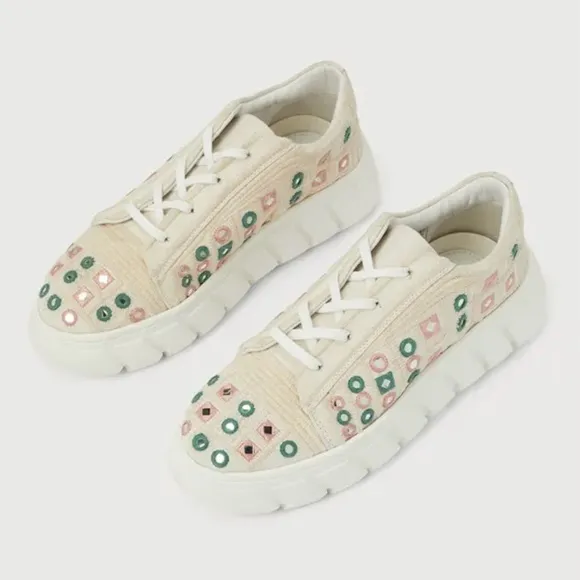 Free People Catch Me If You White Mirror Combo Crochet Sneakers