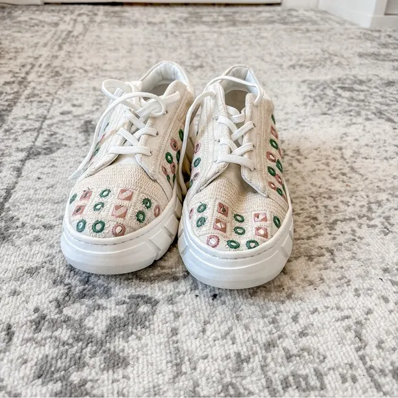 Free People Catch Me If You White Mirror Combo Crochet Sneakers