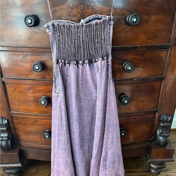 Free People Exclusive Malibu Midi Dress Size Medium in Electric Purple Denim