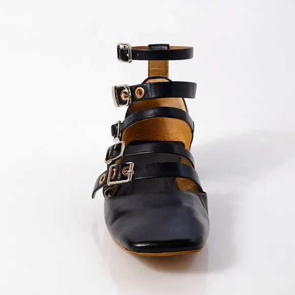FREE PEOPLE Hart Buckle Flats / Black