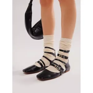 FREE PEOPLE Hart Buckle Flats / Black