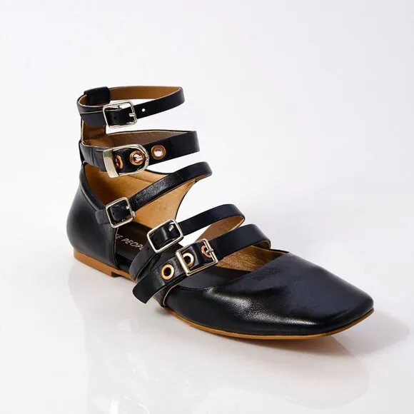 FREE PEOPLE Hart Buckle Flats / Black