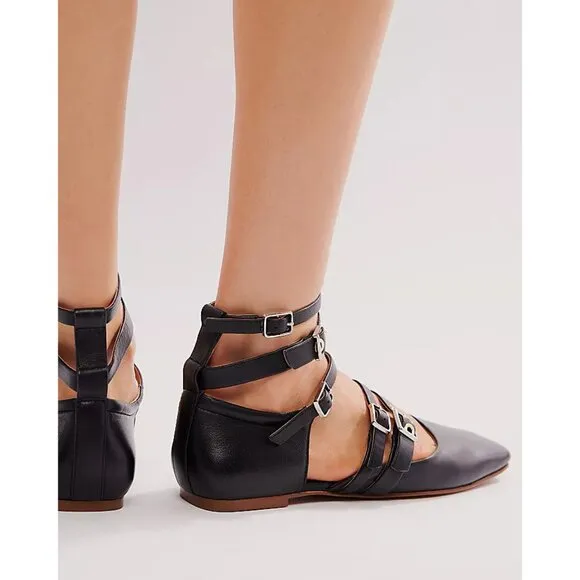 FREE PEOPLE Hart Buckle Flats / Black