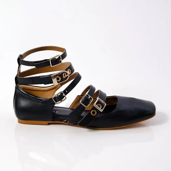 FREE PEOPLE Hart Buckle Flats / Black
