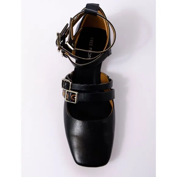 FREE PEOPLE Hart Buckle Flats / Black