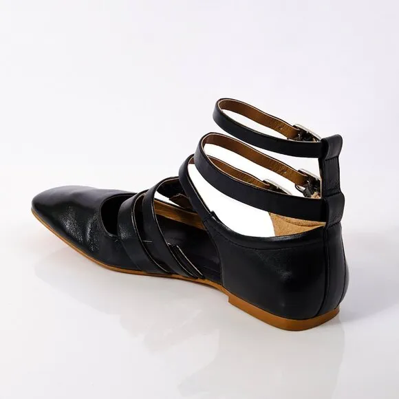 FREE PEOPLE Hart Buckle Flats / Black