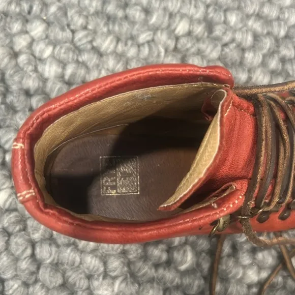 Frye Archie Hiking Red Leather Boots Women Size 7B