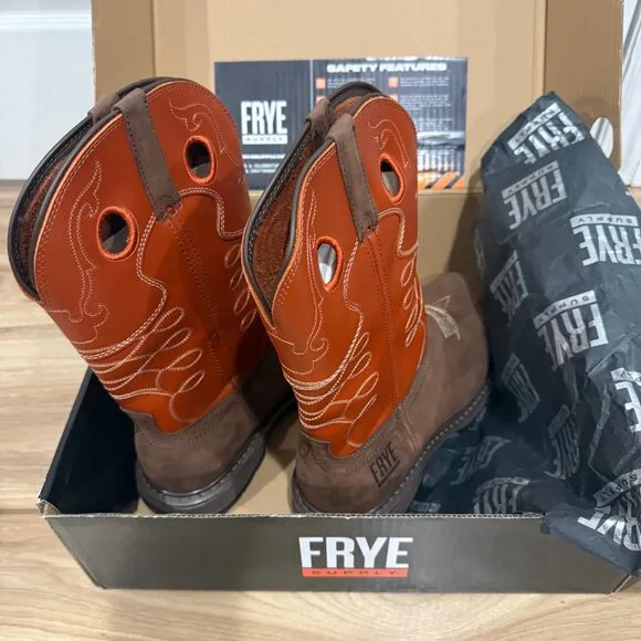 Frye Men's 10&quot; Safety Crafted Wellington Western Work Boots - Steel Toe | New