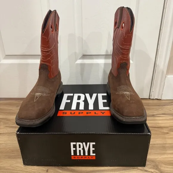Frye Men's 10&quot; Safety Crafted Wellington Western Work Boots - Steel Toe | New