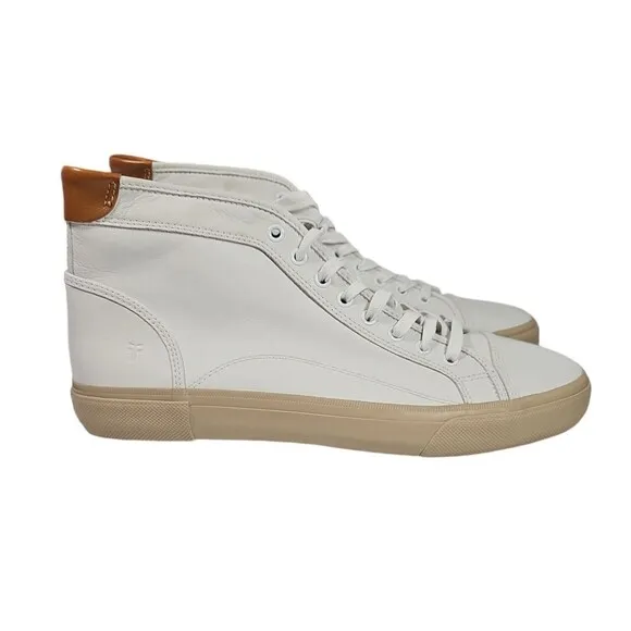 Frye Mens Size 13 Ludlow Cap-Toe High White Leather Sneakers