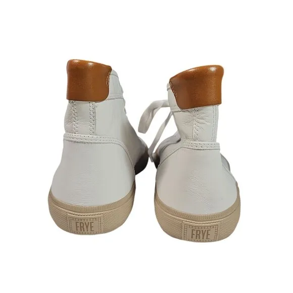 Frye Mens Size 13 Ludlow Cap-Toe High White Leather Sneakers