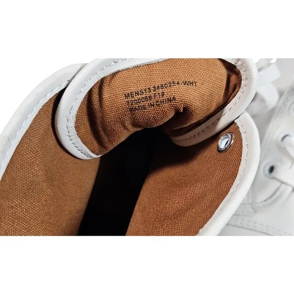 Frye Mens Size 13 Ludlow Cap-Toe High White Leather Sneakers