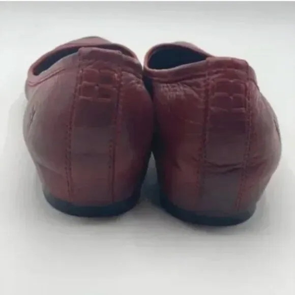 Frye Red Distressed Leather Flats Size 9.5