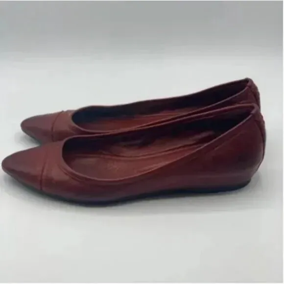 Frye Red Distressed Leather Flats Size 9.5