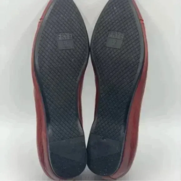 Frye Red Distressed Leather Flats Size 9.5