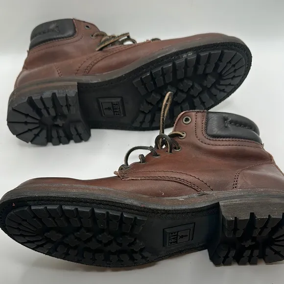 Frye Sz 7 Brown Leather Hiking Lace-Up Boots