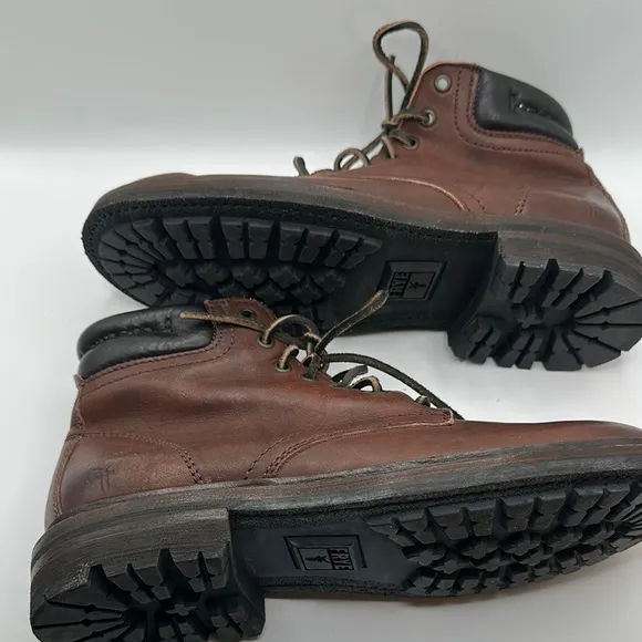 Frye Sz 7 Brown Leather Hiking Lace-Up Boots