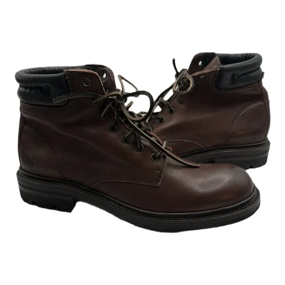 Frye Sz 7 Brown Leather Hiking Lace-Up Boots