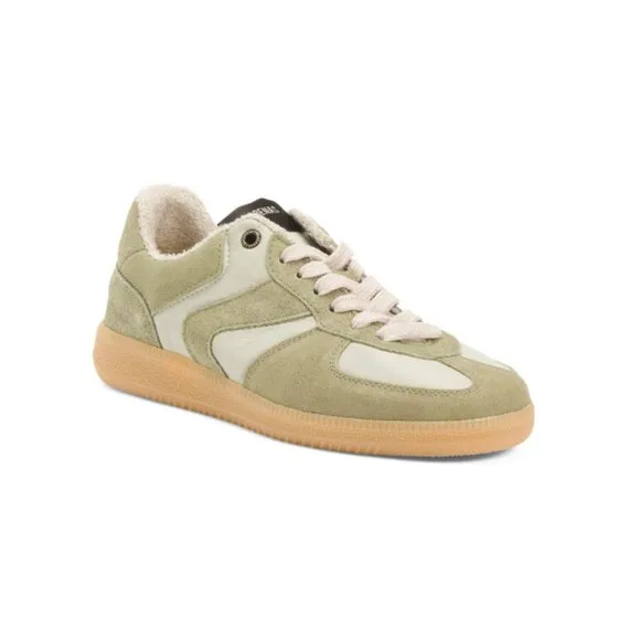 FUN VERBENAS sage Made In Spain Leather And Suede Sneakers