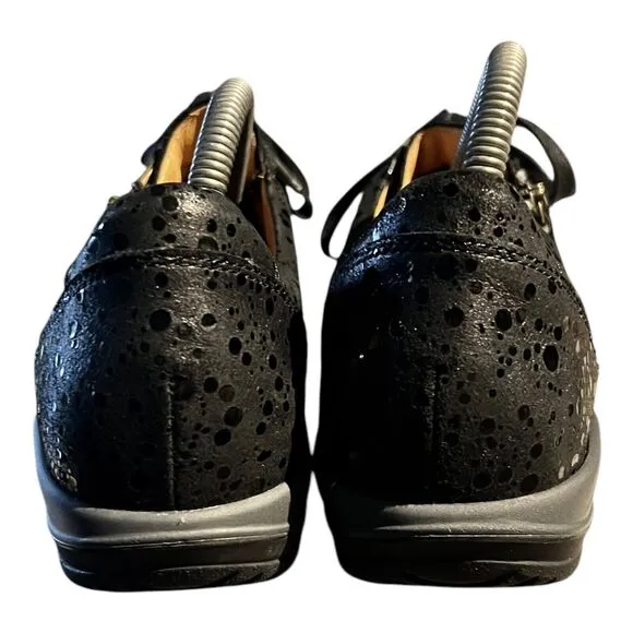 Ganter Shoes Womens Size 8 G Zip Rocker Attic Black Sparkle Rain Drops Sneaker