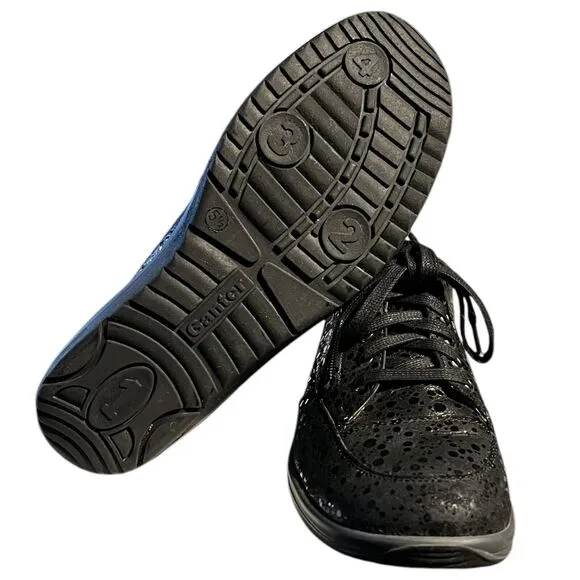 Ganter Shoes Womens Size 8 G Zip Rocker Attic Black Sparkle Rain Drops Sneaker