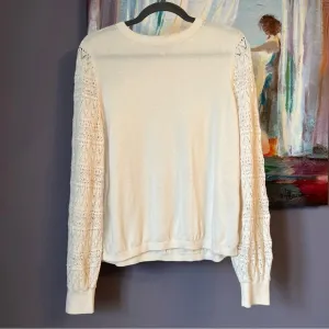 Garnet Hill Sz M Long Sleeve SWEATER White💖