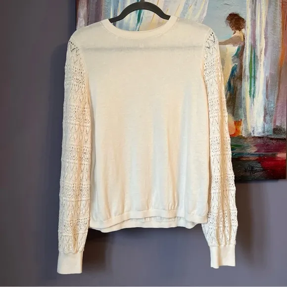 Garnet Hill Sz M Long Sleeve SWEATER White💖