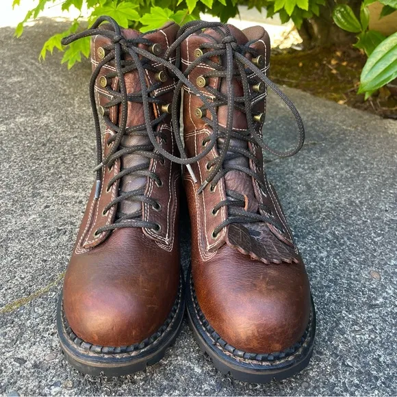 Georgia Boot AMP LT Logger Boots Alloy Toe Waterproof Low Heel Women’s 9.5