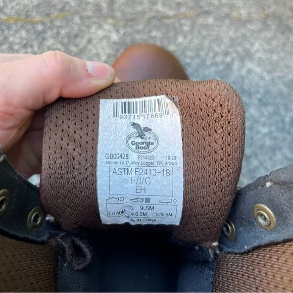 Georgia Boot AMP LT Logger Boots Alloy Toe Waterproof Low Heel Women’s 9.5