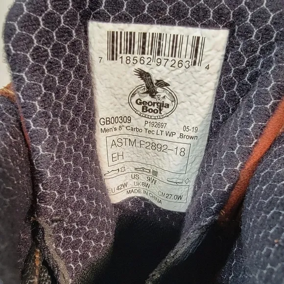 Georgia Boot Carbo-Tec LT Waterproof Lacer Work Boot Size 42