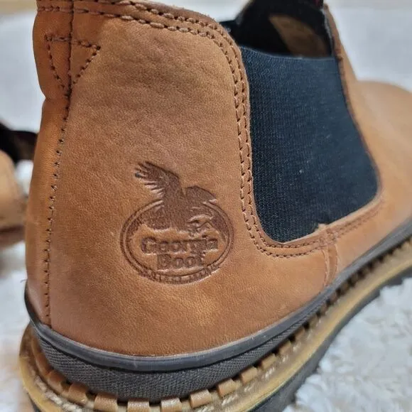 Georgia Boot Giant Revamp Romeo Gored Leather Brown Oil Resistant Work Boots