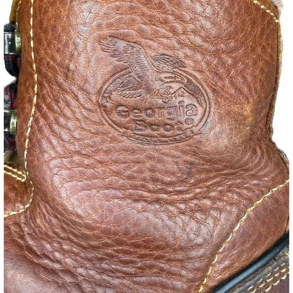 Georgia Boot Wedge‎ Work Boots Mens 10.5 Brown Leather Electrical Hazard Safety