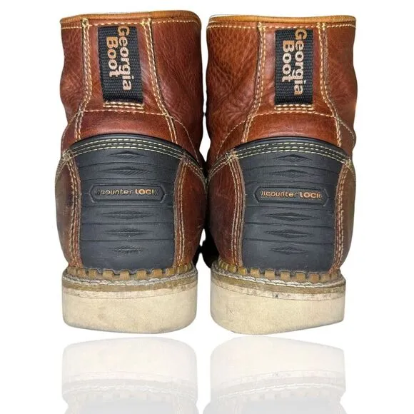 Georgia Boot Wedge‎ Work Boots Mens 10.5 Brown Leather Electrical Hazard Safety