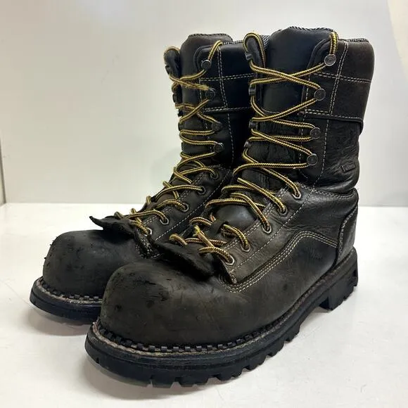 Georgia Boots Men's 9&quot; CT Logger Brown Leather Composite Toe Waterproof 8.5