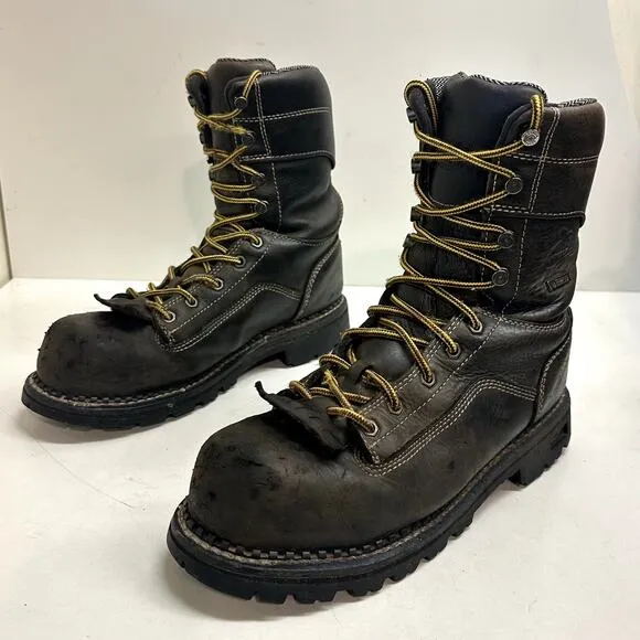 Georgia Boots Men's 9&quot; CT Logger Brown Leather Composite Toe Waterproof 8.5