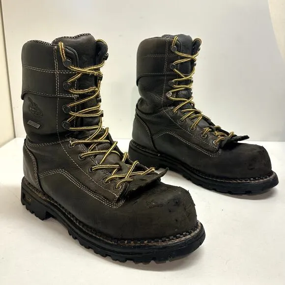 Georgia Boots Men's 9&quot; CT Logger Brown Leather Composite Toe Waterproof 8.5