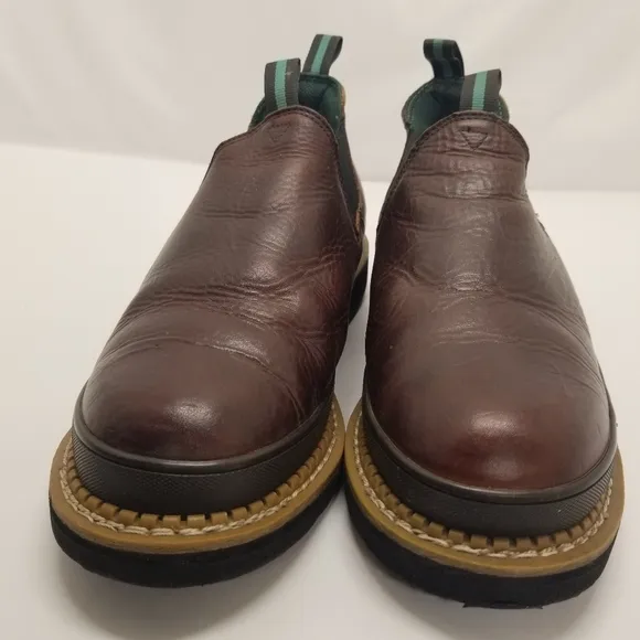 Georgia Giant Mens Sz 12W Romeo Soggy Brown Leather Slip On Work Shoe Ankle Boot
