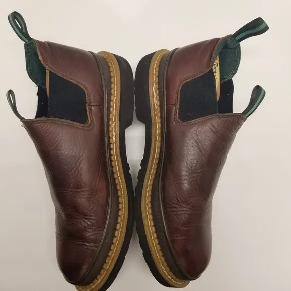 Georgia Giant Mens Sz 12W Romeo Soggy Brown Leather Slip On Work Shoe Ankle Boot