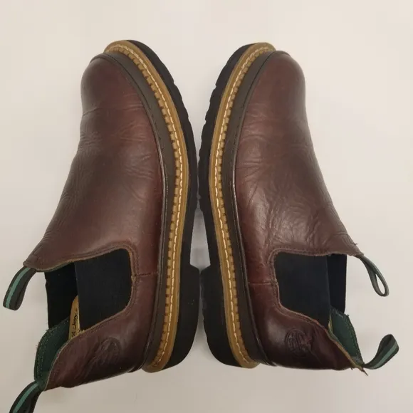 Georgia Giant Mens Sz 12W Romeo Soggy Brown Leather Slip On Work Shoe Ankle Boot