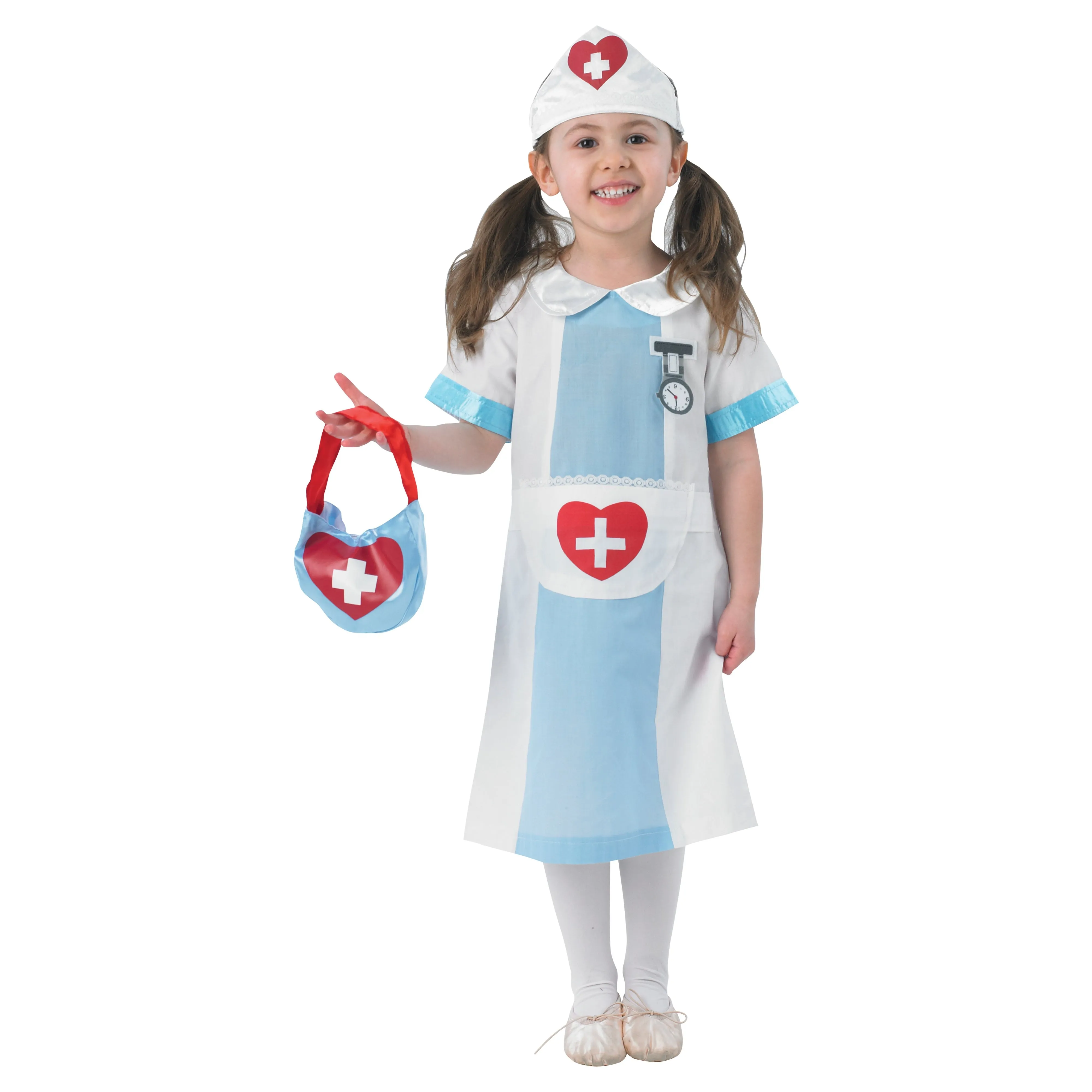 Girls Nurse Costume Dress Hat Bag