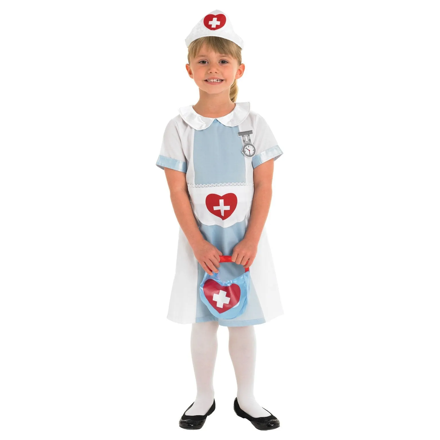 Girls Nurse Costume Dress Hat Bag