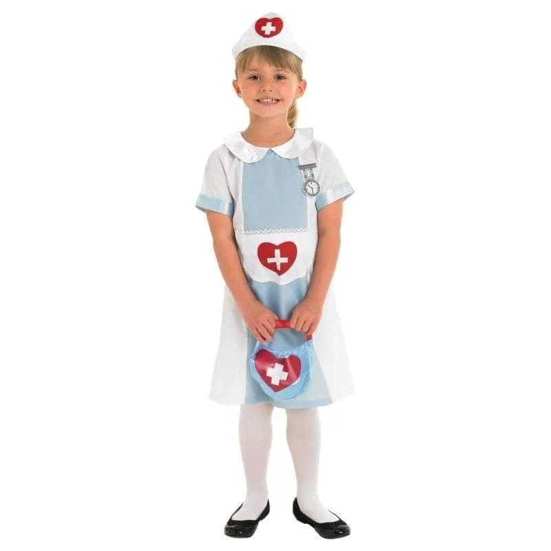 Girls Nurse Costume Dress Hat Bag