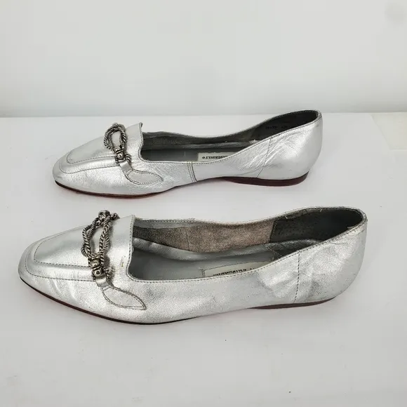 Gloria Vanderbilt Comanchee Loafers Flats Women 7.5 Shoes Silver