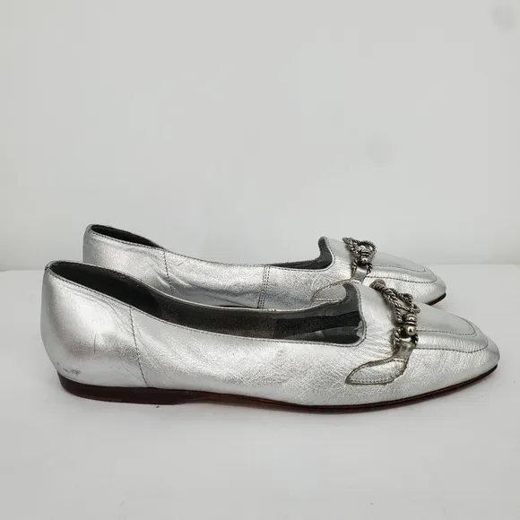 Gloria Vanderbilt Comanchee Loafers Flats Women 7.5 Shoes Silver