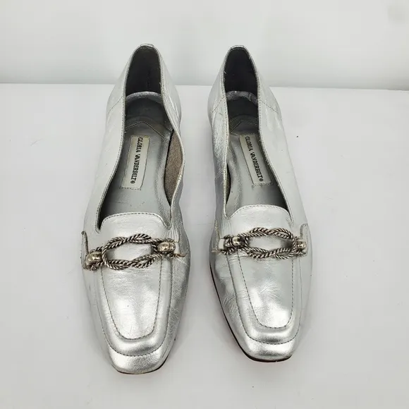 Gloria Vanderbilt Comanchee Loafers Flats Women 7.5 Shoes Silver